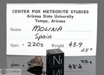 MOLINA - Caduta il 24 Dicembre 1858, Murcia, Spagna. Chondrite H5 brecciata. Massa totale recuperata 144 kg. pezzo in collezione: frammento gr.0.51 dalla collezione ASU (McM144)